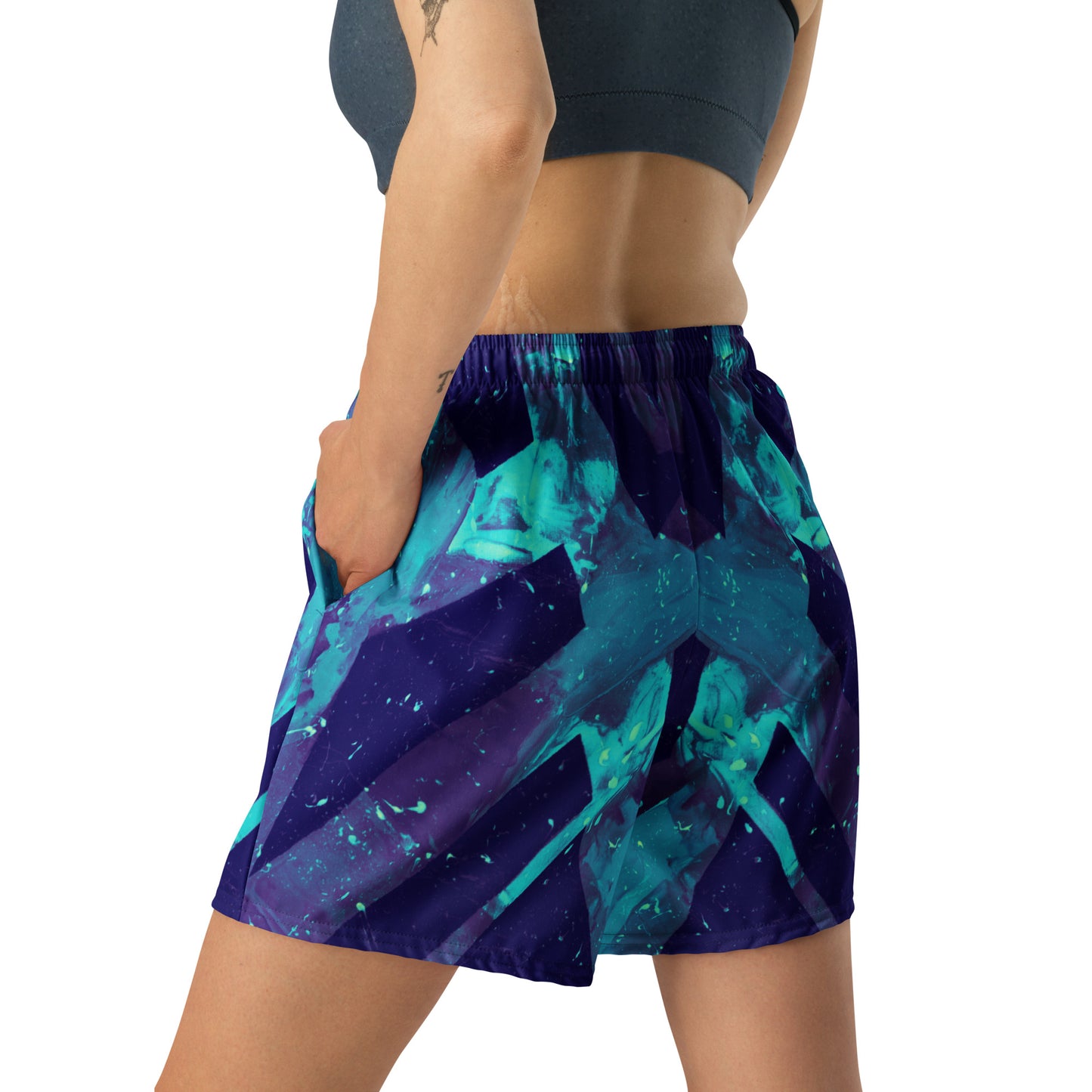 Neon Fracture 3 Unisex Athletic Long Shorts