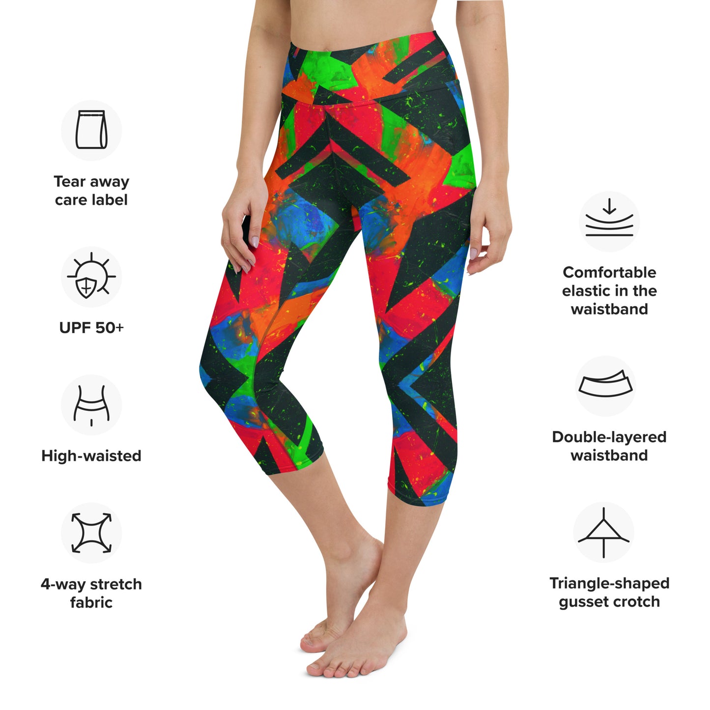 Neon Fracture Yoga Capri Leggings
