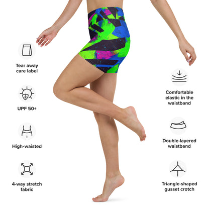 Neon Fracture 2 Yoga Shorts