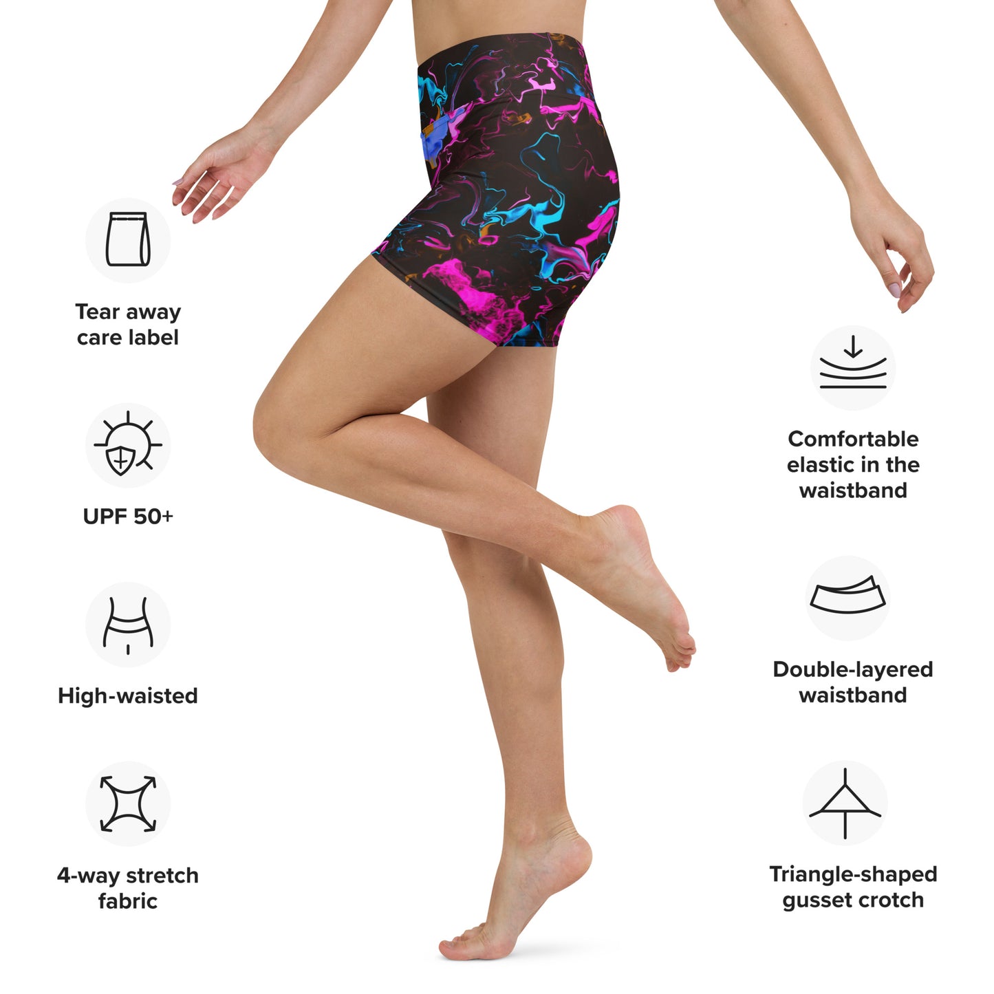 Neon Vapors 3 Yoga Shorts