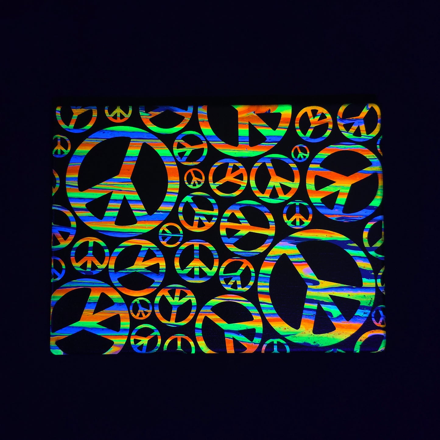 9x12 "Peace Out" Neon Fluid Painting