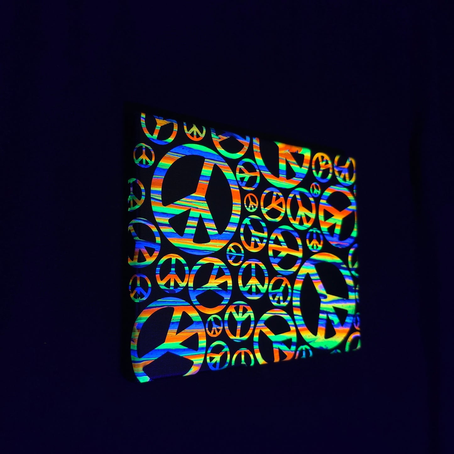 9x12 "Peace Out" Neon Fluid Painting