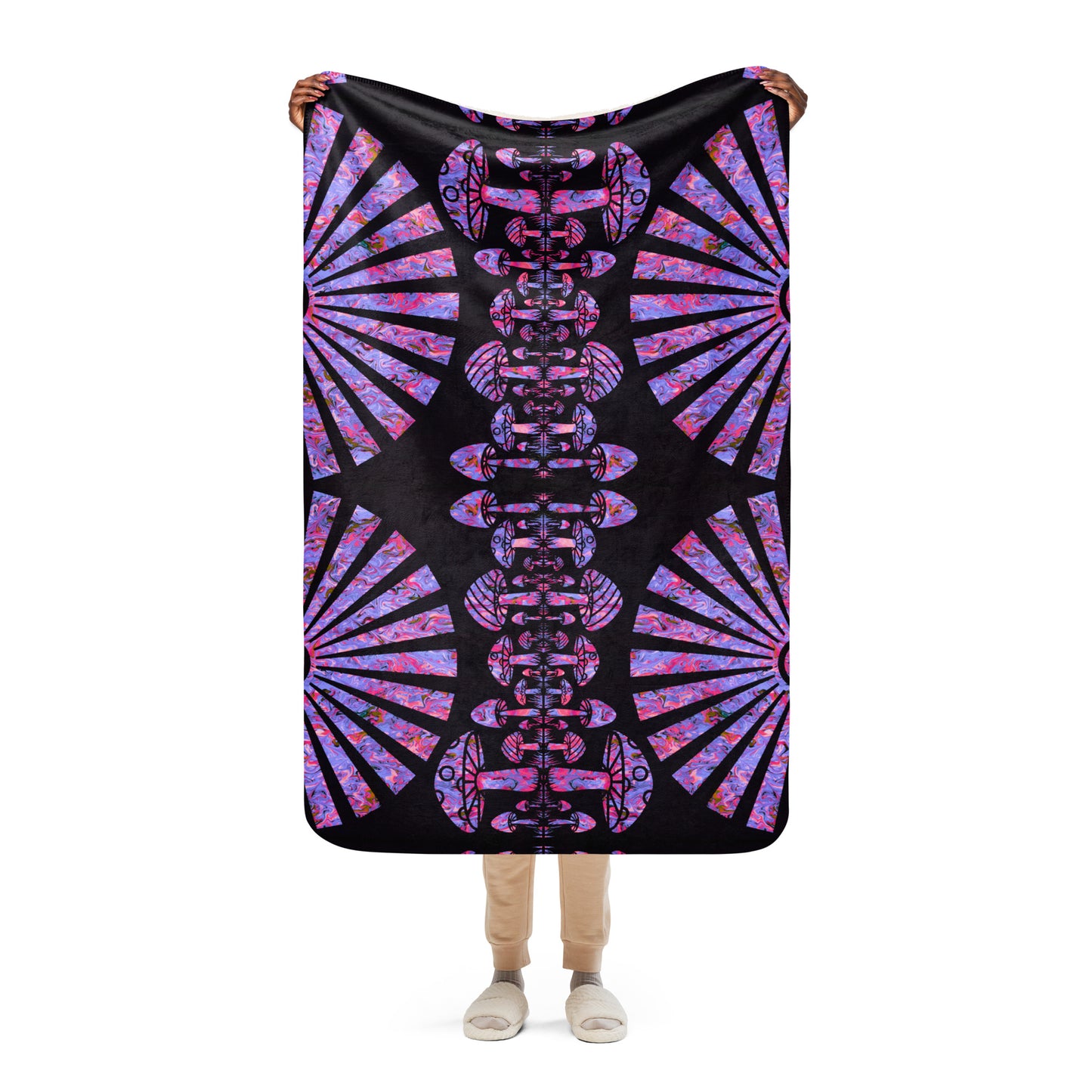 Sunshine & Shrooms (Purple) Sherpa Blanket