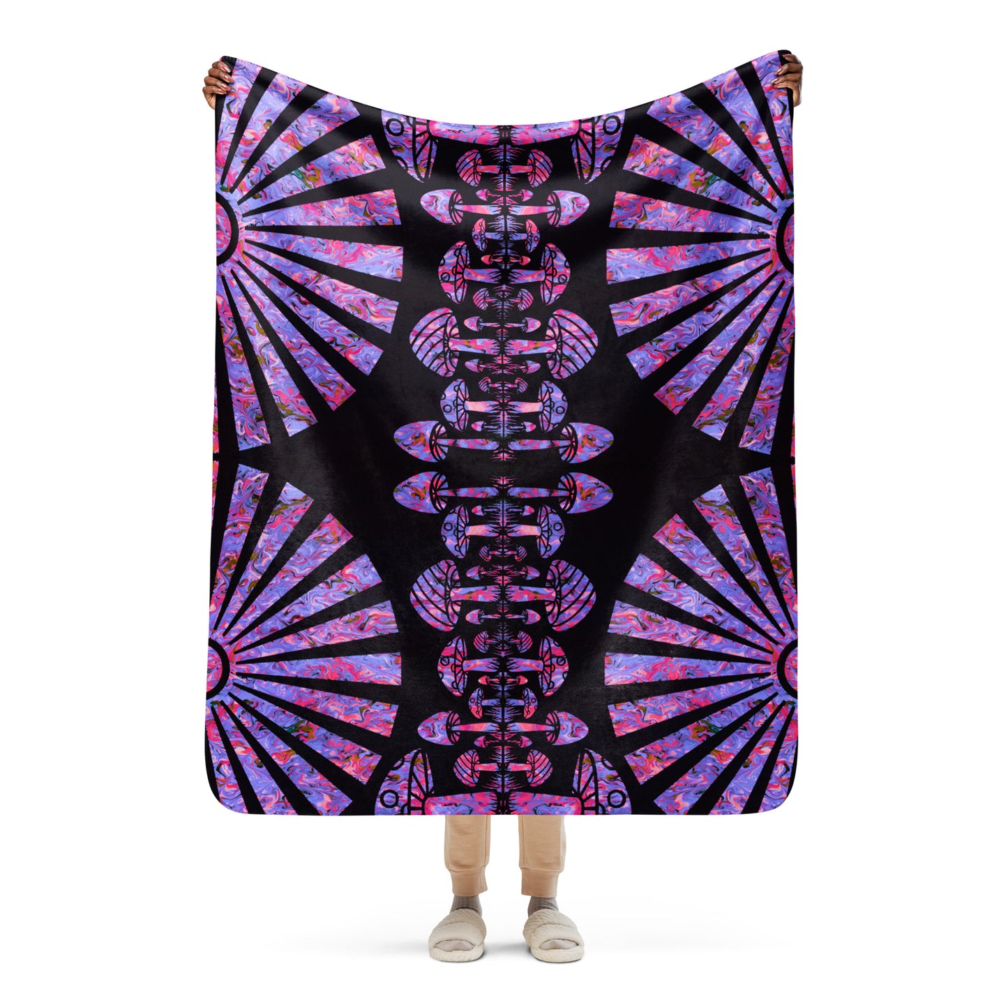 Sunshine & Shrooms (Purple) Sherpa Blanket