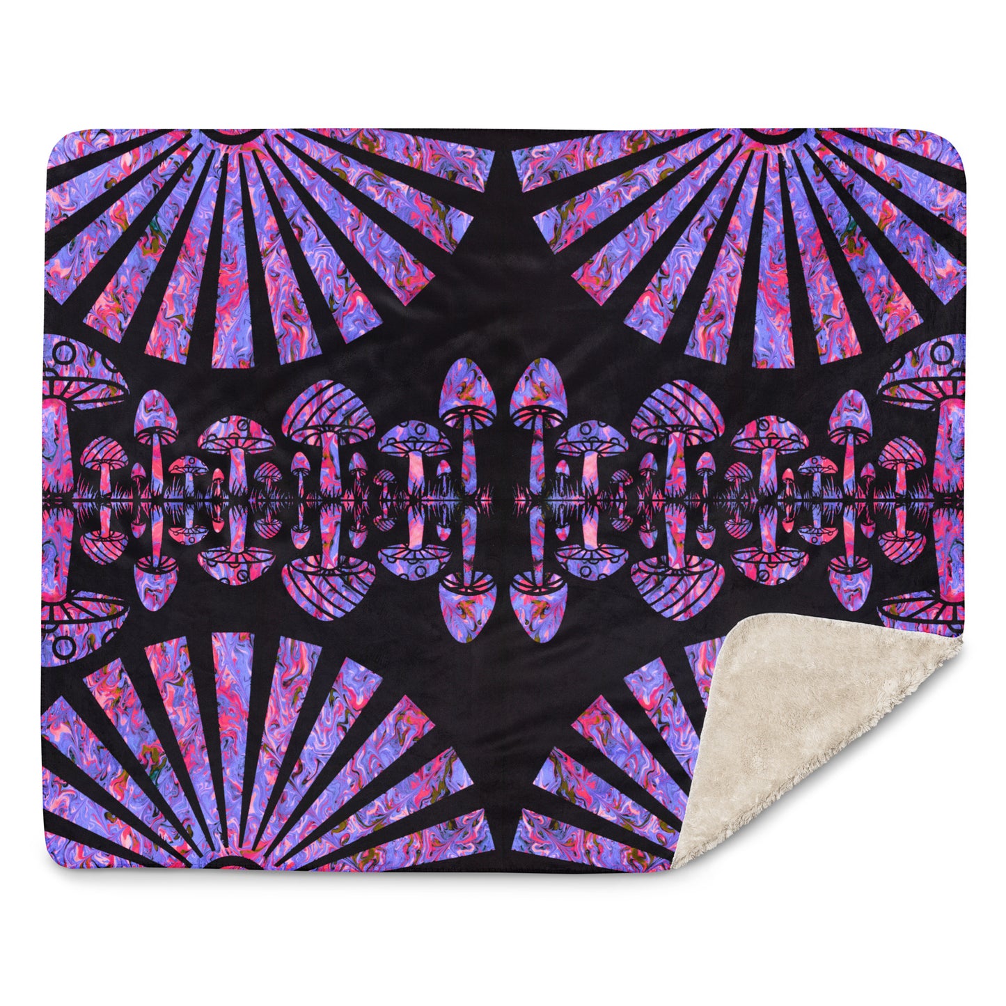 Sunshine & Shrooms (Purple) Sherpa Blanket