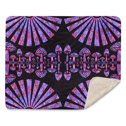 Sunshine & Shrooms (Purple) Sherpa Blanket