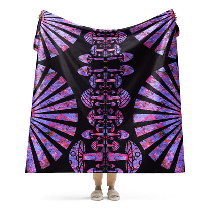 Sunshine & Shrooms (Purple) Sherpa Blanket