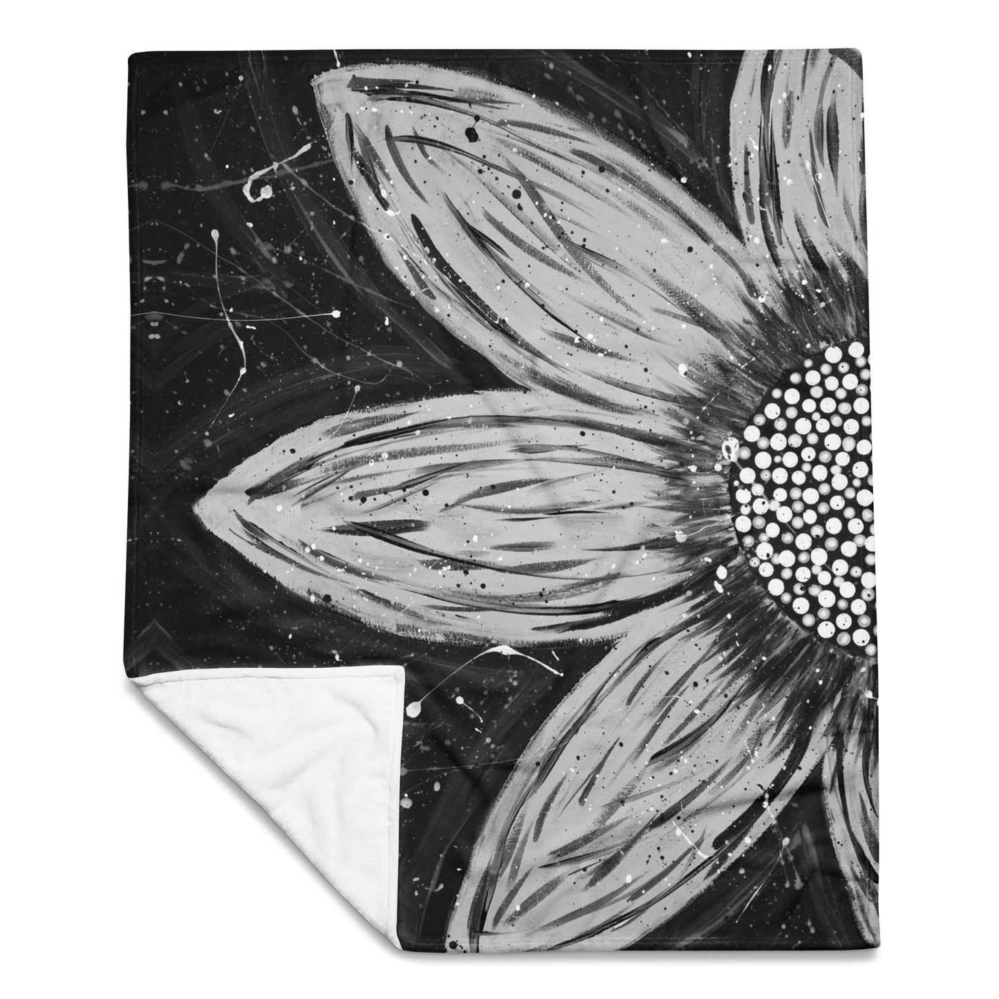 Monochrome Flower Throw Blanket