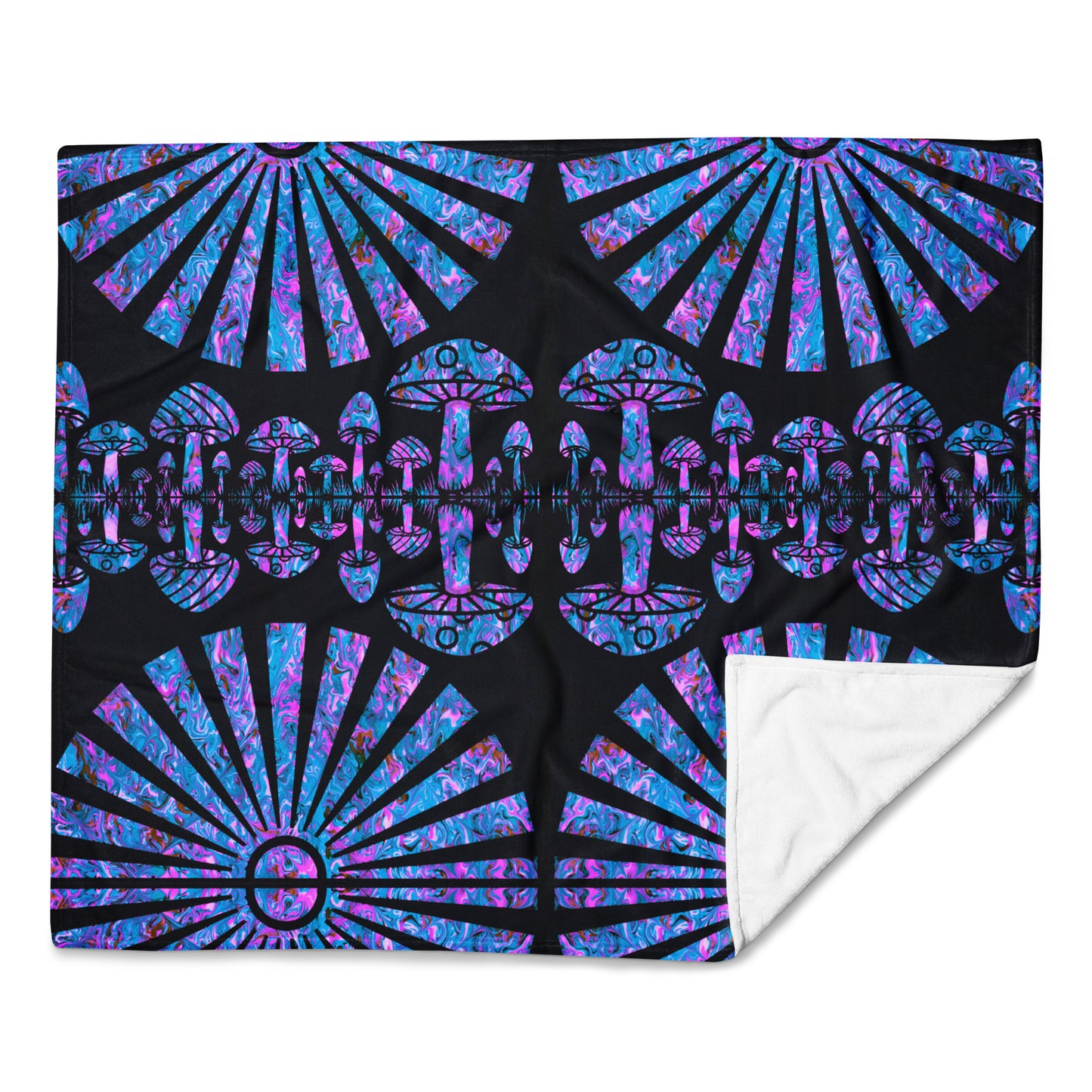 Sunshine & Shrooms (Blue)Throw Blanket