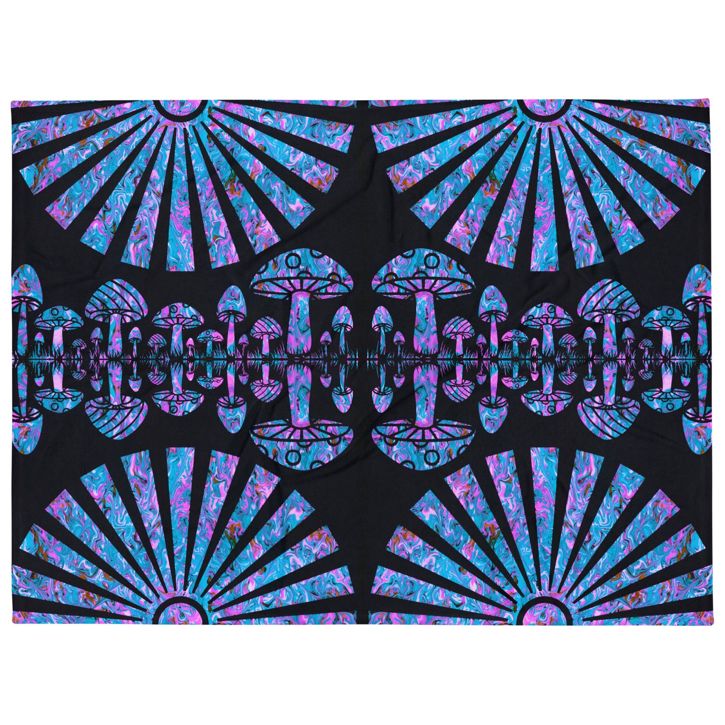 Sunshine & Shrooms (Blue)Throw Blanket