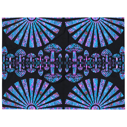 Sunshine & Shrooms (Blue)Throw Blanket