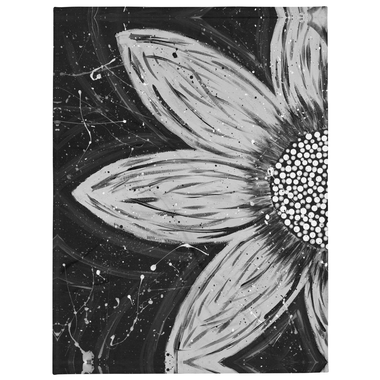Monochrome Flower Throw Blanket