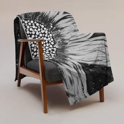 Monochrome Flower Throw Blanket