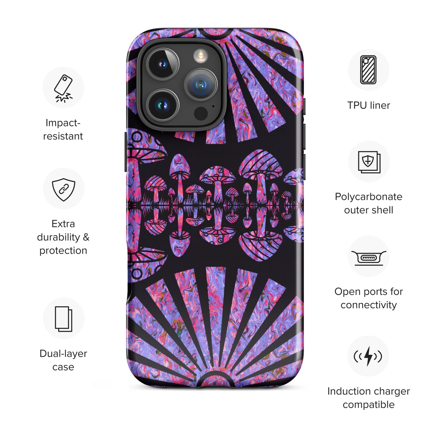 Sunshine & Shrooms (Purple) Tough Case for iPhone®