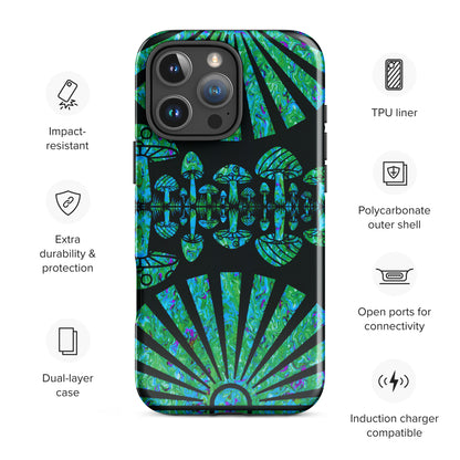 Sunshine & Shrooms (Green) Tough Case for iPhone®